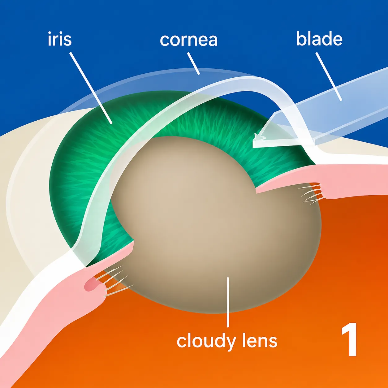 Phacoemulsification step 1
